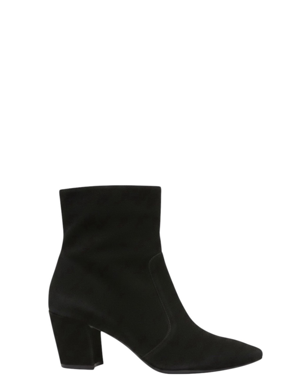 Prada Suede Pointed Toe 2 1/2" Block Heel Side Zipper Low Shaft Boots, Size 39